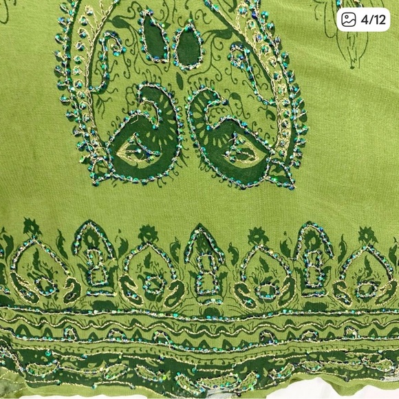 Soft Surroundings Olive Embroidered A-Line Skirt - Picture 3 of 12